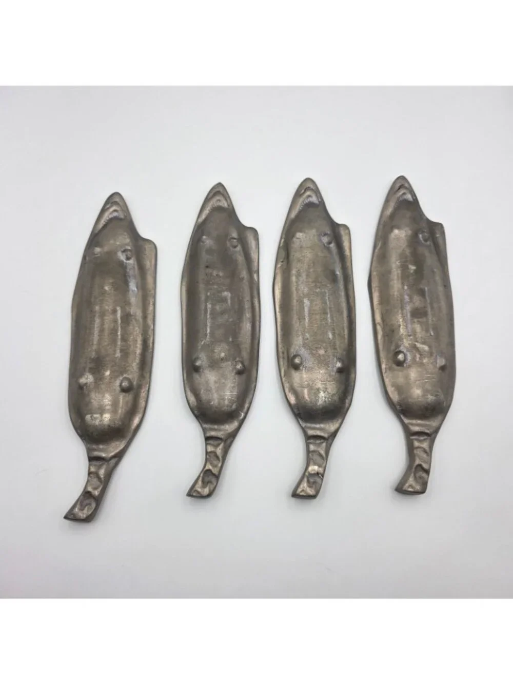 Vintage Cast Aluminum Corn on Cob Trays Set of 4 Fish Shape Serving Dishes